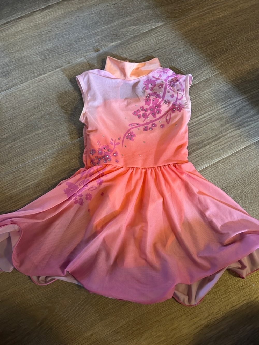 Weissman Pink and Peach Gradient Floral Dance Dress
